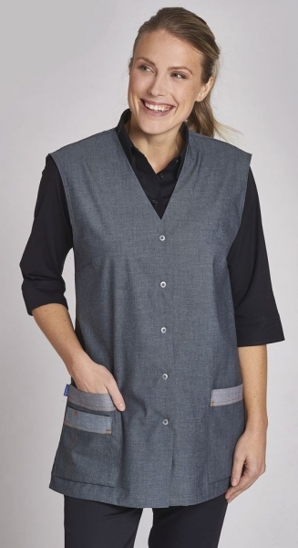 LEIBER-Jobwear, Hosenkasack, Arbeits-Berufs-Kasack, ohne Arm, denimblue