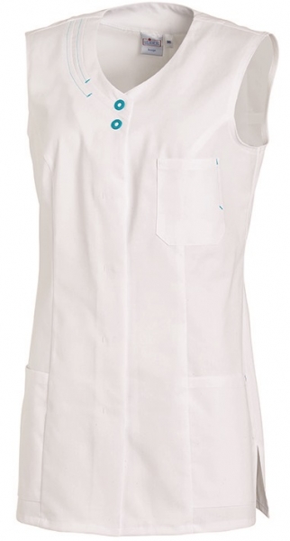 LEIBER-Jobwear, Hosenkasack, Arbeits-Berufs-Kasack, ohne Arm, 190 g/m, wei/trkis