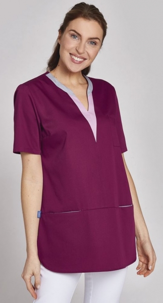 LEIBER-Jobwear, Damen-Schlupfkasack, Arbeits-Berufs-Kasack, beere/lavendel