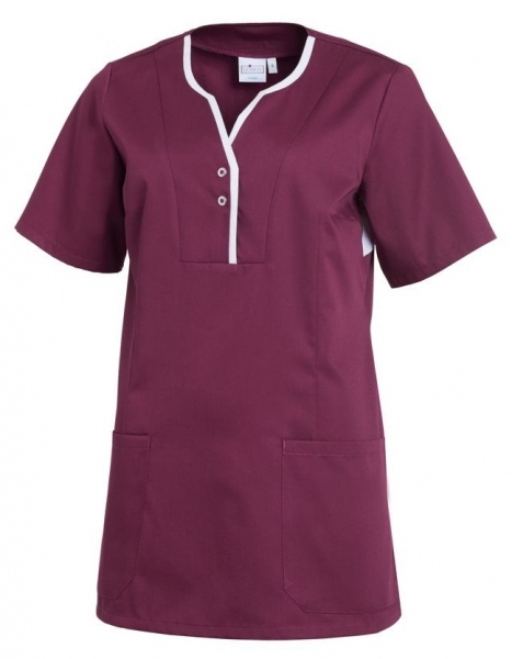 LEIBER-Jobwear, Damen-Schlupfkasack, Arbeits-Berufs-Kasack, beere/weiss