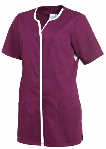 LEIBER-Jobwear, Damenkasack, Arbeits-Berufs-Kasack, beere/weiss