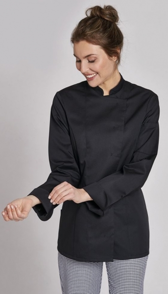 LEIBER-Jobwear, Damen-Kochjacke, langarm, schwarz