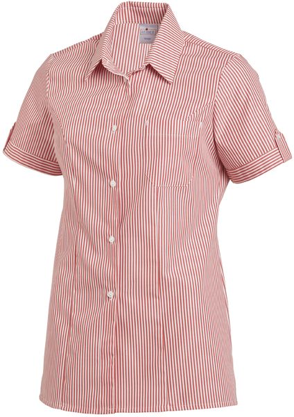LEIBER-Jobwear, Damenbluse, Arbeits-Bluse, 1/2 Arm, weiß/rot
