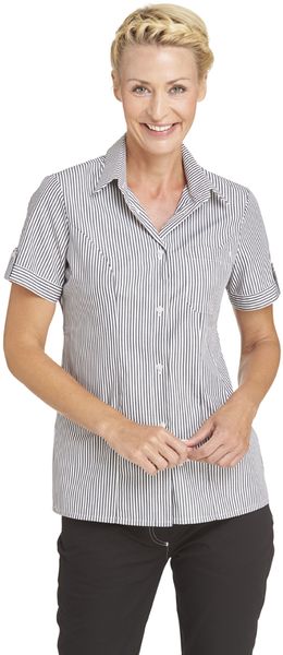 LEIBER-Jobwear, Damenbluse, Arbeits-Bluse, 1/2 Arm, weiß/schwarz