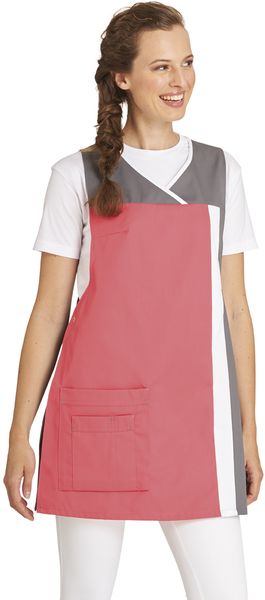 LEIBER-Jobwear, Überwurfschürze, Arbeits-Berufs-Schürze, dunkelrosa/grau