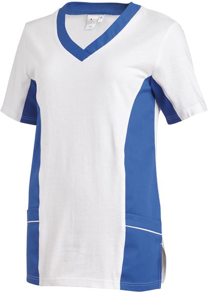 LEIBER-Jobwear, Damen-Piqu-Schlupfjacke, Arbeits-Berufs-Jacke, 1/2 Arm, weiss/blau