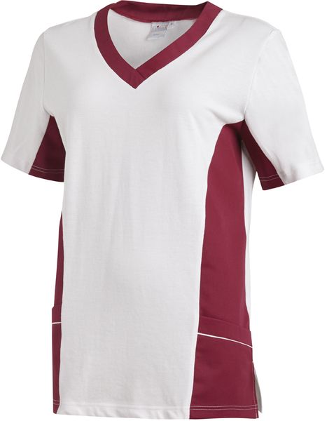 LEIBER-Jobwear, Damen-Piqu-Schlupfjacke, Arbeits-Berufs-Jacke, 1/2 Arm, weiss/beere