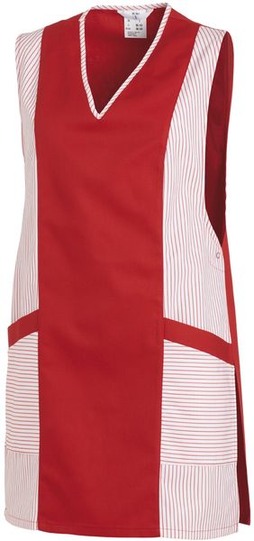 LEIBER-Jobwear, Überwurfschürze, Arbeits-Berufs-Schürze, Chasuble, weiß/rot