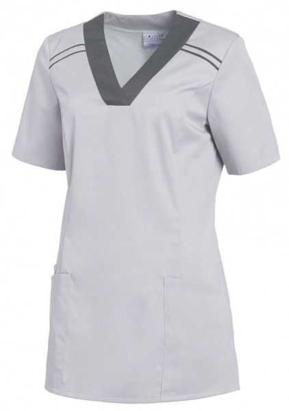 LEIBER-Jobwear, Damen-Schlupfkasack, Arbits-Berufs-Kasack, kurzarm, silbergrau/anthrazit