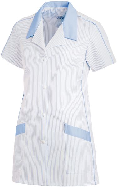 LEIBER-Jobwear, Hosenkasack, Arbeits-Berufs-Kasack, 1/2 Arm, Webstreifen, weiß/hellblau