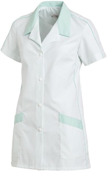 LEIBER-Jobwear, Hosenkasack, Arbeits-Berufs-Kasack, 1/2 Arm, Webstreifen, wei/mint