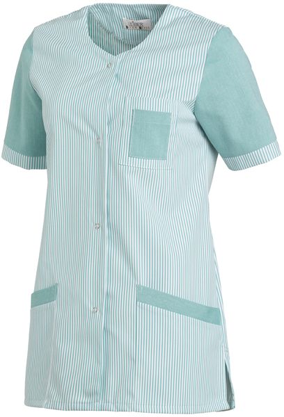 LEIBER-Jobwear, Hosenkasack, Arbeits-Berufs-Kasack, 1/2 Arm, Webstreifen, reseda