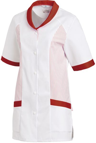 LEIBER-Jobwear, Hosenkasack, Arbeits-Berufs-Kasack, 1/2 Arm, weiß/rot