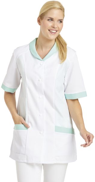 LEIBER-Jobwear, Hosenkasack, Arbeits-Berufs-Kasack, 1/2 Arm, weiß/mint