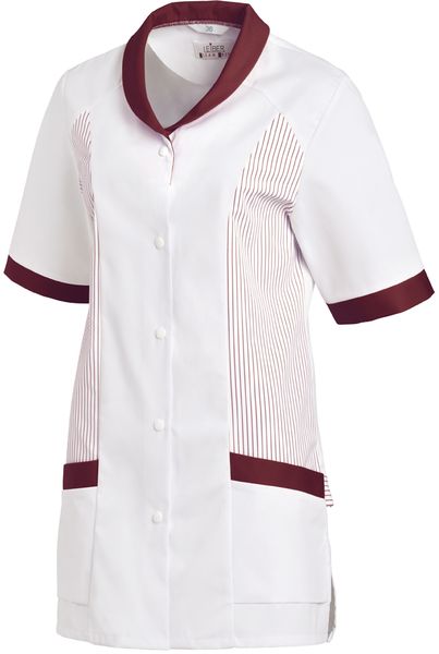 LEIBER-Jobwear, Hosenkasack, Arbeits-Berufs-Kasack, 1/2 Arm, wei/bordeaux