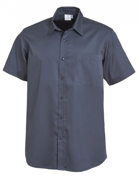 LEIBER-Jobwear, Herrenhemd, Arbeits-Berufs-Hemd, kurzarm, dunkelgrau