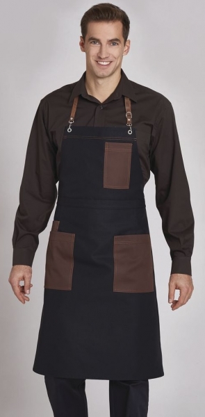 LEIBER-Jobwear, Latzschürze, Gastro-Arbeits-Berufs-Schürze, schwarz