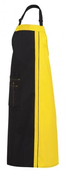 LEIBER-Jobwear, Latzschürze, Gastro-Arbeits-Berufs-Schürze, Vorbinder, schwarz/gelb