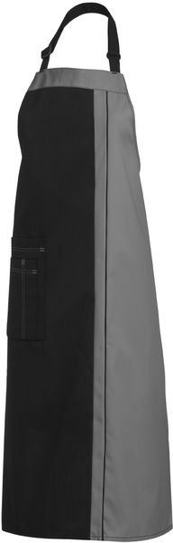 LEIBER-Jobwear, Latzschürze, Gastro-Arbeits-Berufs-Schürze, Vorbinder, ca. 215g/m², schwarz/silbergrau