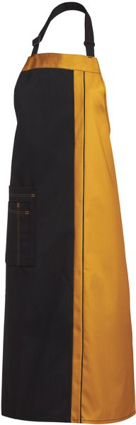 LEIBER-Jobwear, Latzschürze, Gastro-Arbeits-Berufs-Schürze, Vorbinder, ca. 215g/m², schwarz/sun