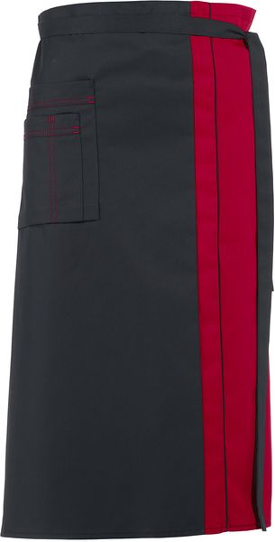 LEIBER-Jobwear, Vorbinder, Gastro-Arbeits-Berufs-Schürze, ca. 215 g/m², schwarz/rot