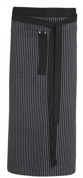 LEIBER-Jobwear, Vorbinder, Gastro-Arbeits-Berufs-Schürze, ca. 200g/m², schwarz/weiß/schwarz