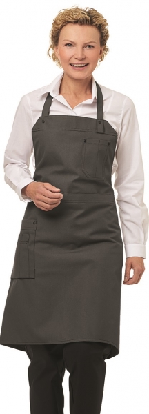 LEIBER-Jobwear, Latzschürze, Gastro-Arbeits-Berufs-Schürze, Vorbinder, ca. 300g/m², hellgrau