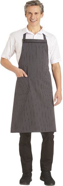 LEIBER-Jobwear, Latzschürze, Gastro-Arbeits-Berufs-Schürze, Vorbinder, ca. 215g/m², schwarz/weiß