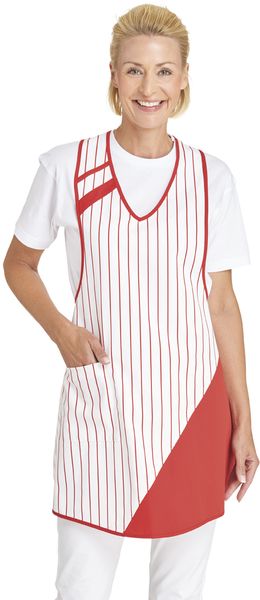 LEIBER-Jobwear, Schutzschrze, Gastro-Arbeits-Berufs-Schrze, Vorbinder, ca. 195g/m, wei/rot