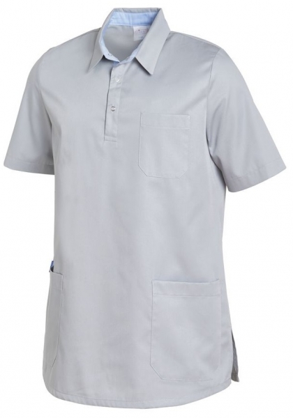 LEIBER-Jobwear, Schlupfkasack, Arbeits-Berufs-Kasack, kurzarm, silbergrau/hellblau