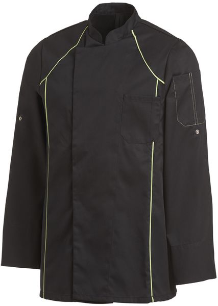 LEIBER-Jobwear, Kochjacke mit Paspelierung, schwarz/hellgrn