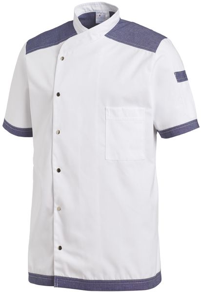 LEIBER-Jobwear, Herren-Kochjacke, ca. 190g/m, wei/denimblue