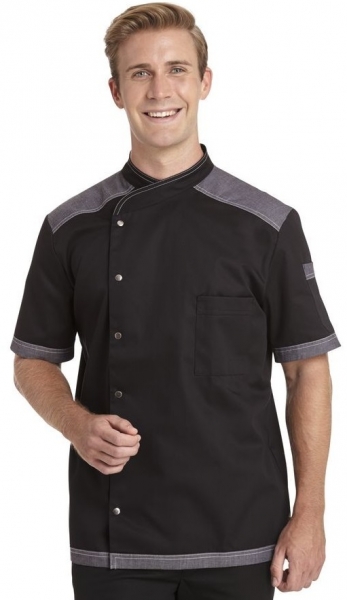 LEIBER-Jobwear, Herren-Kochjacke, ca. 190g/m, schwarz/jeansgrau