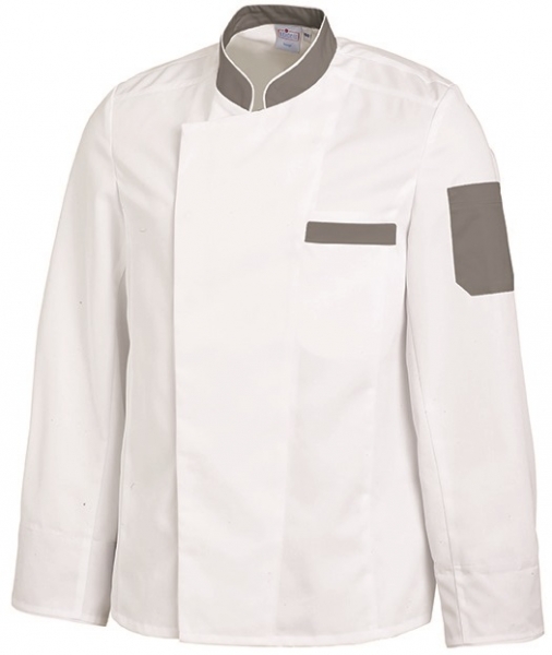 LEIBER-Jobwear, Kochjacke, 1/1 Arm, 190g/m, wei/hellgrau