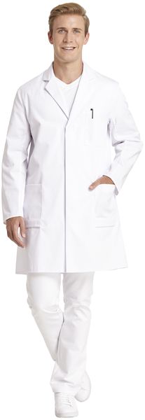 LEIBER-Jobwear, Herren-Arbeits-Mantel, Berufsmantel, Kittel, verd. Druckknopfleiste, Kittel, wei