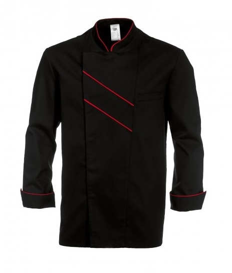 BP-Jobwear, Kochjacke, ca. 215g/m, schwarz/rot