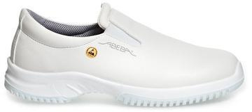 ABEBA-Withe-Line, O2-Uni6-Damen- und Herren-Sicherheits-Arbeits-Berufs-Slipper, ESD, wei