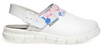 ABEBA-Withe-Line, OB-A-micro-Damen-Arbeits-Berufs-Clogs, wei gemustert