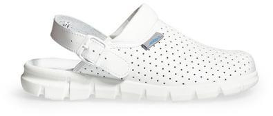 ABEBA-Withe-Line, Dynamic-OB-Damen- u. Herrenslipper, Glattleder perforiert, wei
