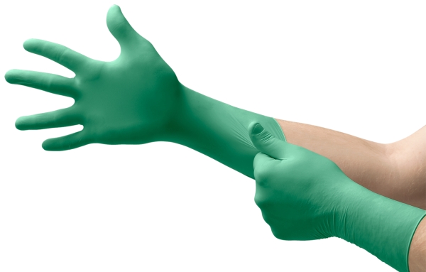 ANSELL-Einweg-NEOPRENE-HANDSCHUHE, TOUCHNTUFF, DERMA SHIELD, 73-701, gr�n