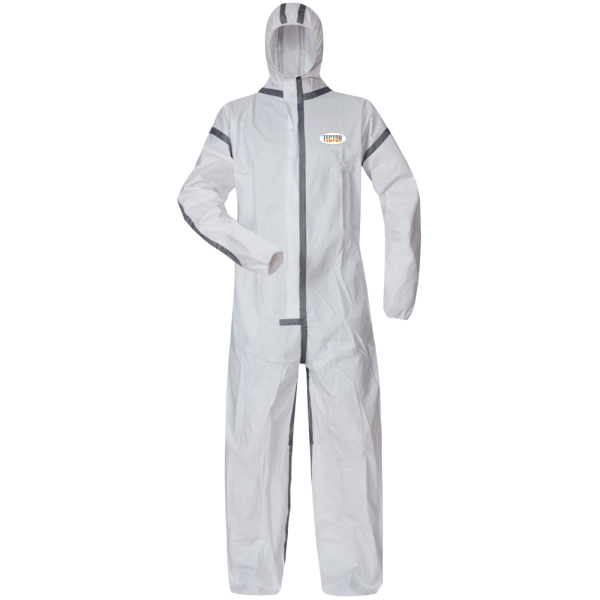 F-TECTOR-Hygiene, Einweg-Overall, Schutzanzug, Einmal-Schutzoverall, *STEGLITZ*, wei�