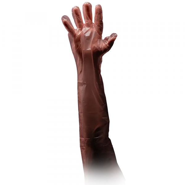 Ampri-Hygiene, Einweg-PE-Einmal-Veterinär-Handschuhe, MED COMFORT, ca 90 cm lang, orange, Pkg á 50 Stück, VE = 40 Pkg.