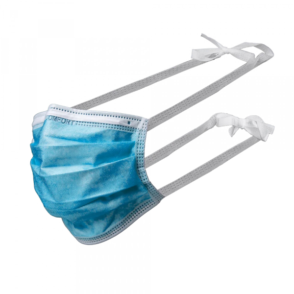 AMPRI-Hygiene, Einweg-Mundschutz, Einmal-Maske, MED COMFORT, 3-lagig zum Binden, blau, VE = 50 Stück