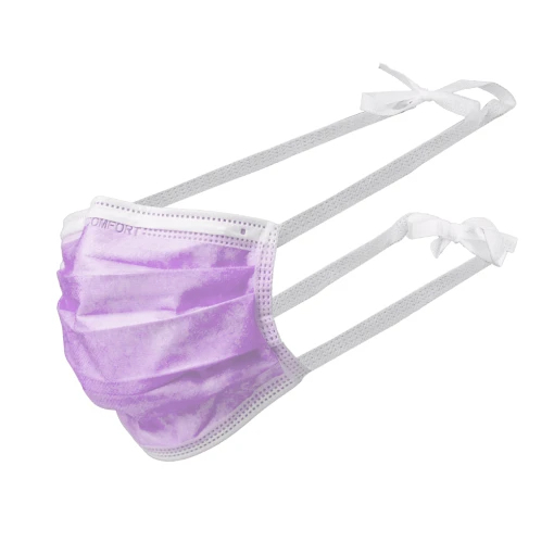 AMPRI-Hygiene, Einweg-Mundschutz, Einmal-Maske, MED COMFORT, 3-lagig zum Binden, lila, VE = 50 Stück