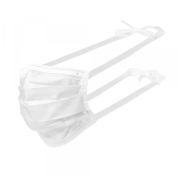 AMPRI-Hygiene, Einweg-Mundschutz, Einmal-Maske, MED COMFORT, 3-lagig zum Binden, weiß, VE = 50 Stück