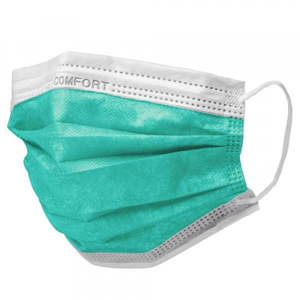 AMPRI-Hygiene, Einweg-Mundschutz, Einmal-Maske, MED COMFORT, 3-lagig, runde Elastikbänder, grün, VE = 50 Stück