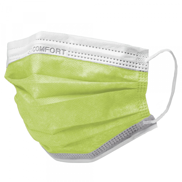 AMPRI-Hygiene, Einweg-Mundschutz, Einmal-Maske, MED COMFORT, 3-lagig, runde Elastikbänder, limette, VE = 50 Stück