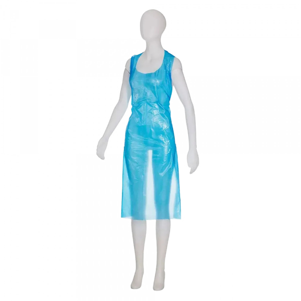 AMPRI-Hygiene, Einweg-PE-Schürzen, Einmalschürzen, MED COMFORT, glatte Oberfläche, 75 x 125 cm geblockt, blau, VE = 50 Stück