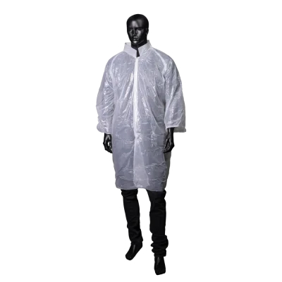 AMPRI-Hygiene, Einweg-PE-Besuchermäntel, Einmalmantel, MED COMFORT, ohne Kapuze, 115 cm, weiß, VE = 50 Stück