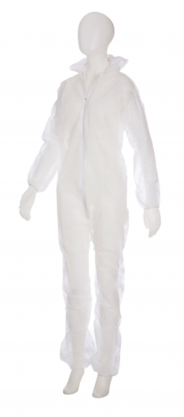AMPRI-Hygiene, Einweg-PE-Overall, Einmal-Schutzanzug, MED COMFORT, mit Kapuze, weiß, VE = Karton á 50 Stück